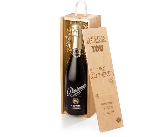 Gifts For Teachers Sparkling Prosecco Gift Box With Engraved Personalised Lid